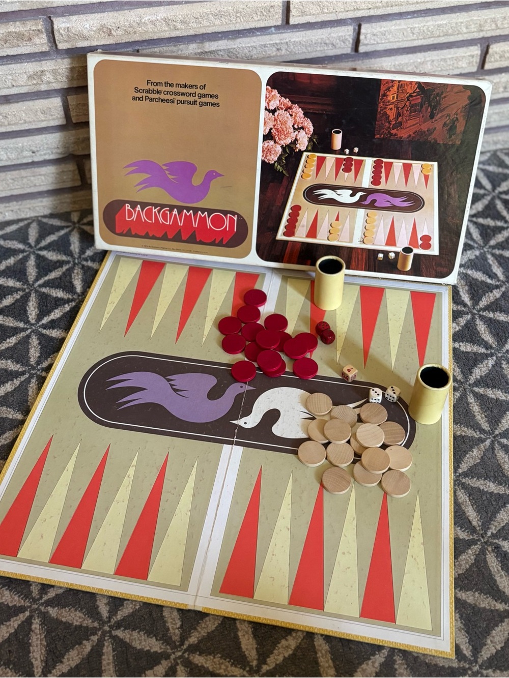 70's Backgammon Game - Tile Game - Backgammon Boardgame - 2 players - Classic
